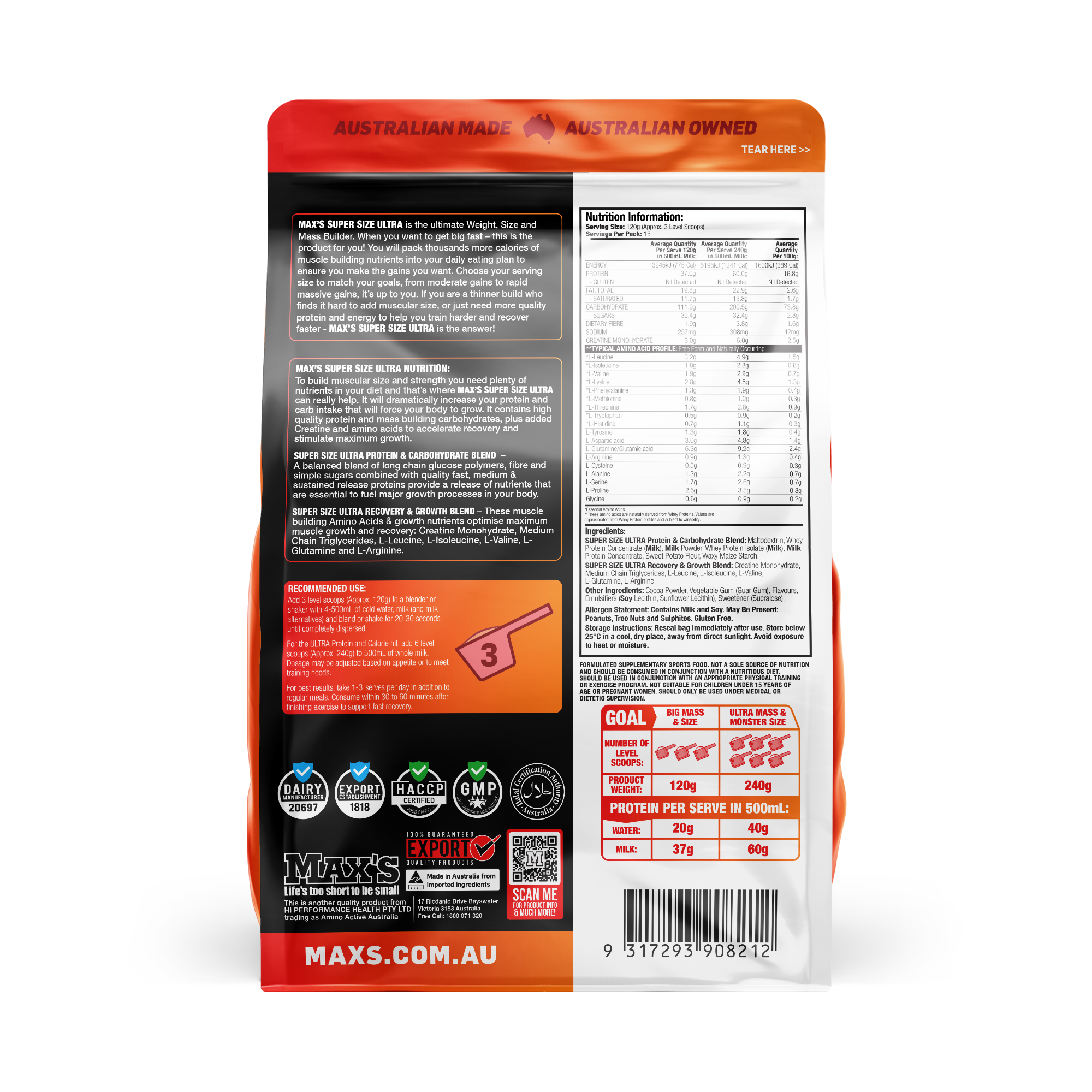 Max’s SuperSize Ultra — Advanced Protein Formula